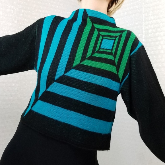 Vintage 80s Santa Cruz geometric pullover sweater - Picture 3 of 7